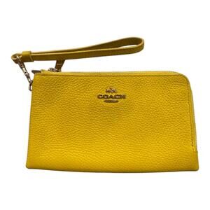 Coach Yellow Pebbled Leather Wristlet